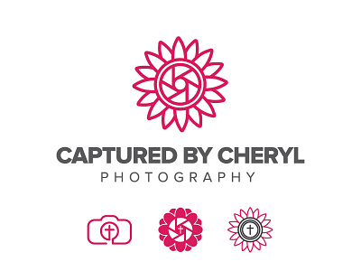 Photography Logo cross flower icon logo photography pink