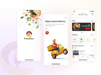 FooDee Food Delivery App graphic design logo ui uiuxdesign user interface ux ux design visual design