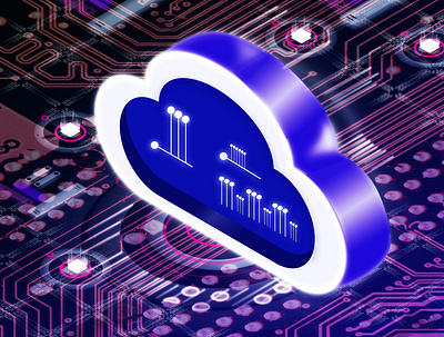 Cloud computing 3d design frame illustration