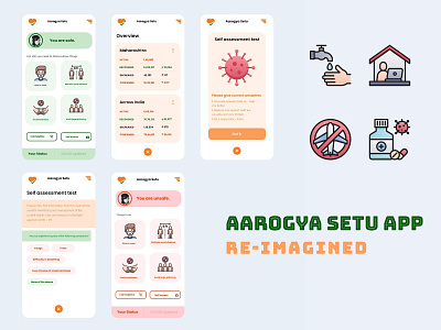 Aarogya Setu App design flat icon typography ui ux