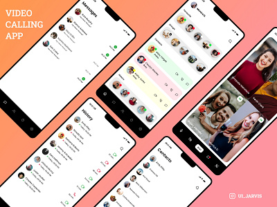 Video Calling App Design android appp app design calling calling app calling app ui calling app ux card design cards cards ui design ui uiux ux video video calling video calling app video calling app design
