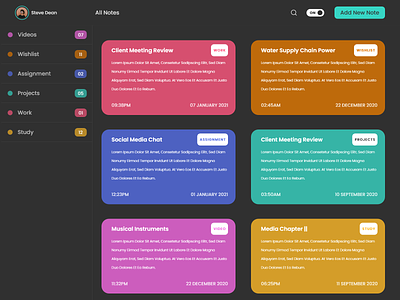 Note Taking app UI for PC with dark mode support. adobe xd card ui cards ui design note note taking note taking app note taking app design note taking app for pc note taking app ui note taking app ui notes pc note taking ui uiux ux xd