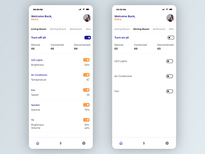 Smart Home Appliance Controller App UI