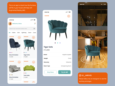 Check Furniture with AR adobe xd card design card ui check furniture with ar design figmadesign furniture app furniture app ui furniture design furniture store ui uiux ux uxdesign