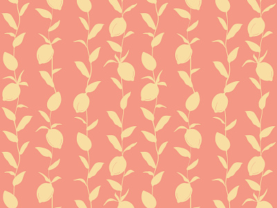 Yellow Lemon Fruits and Leaves Pattern