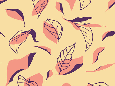 Purple and Coral Leaves Background