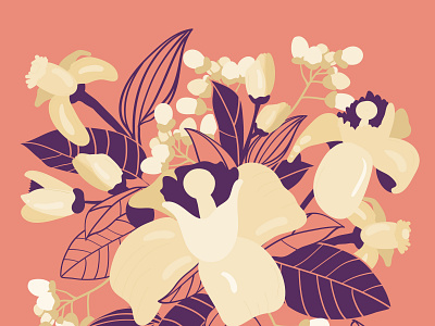 Lemon Tree Flowers and Bads Bouquet illustration vector
