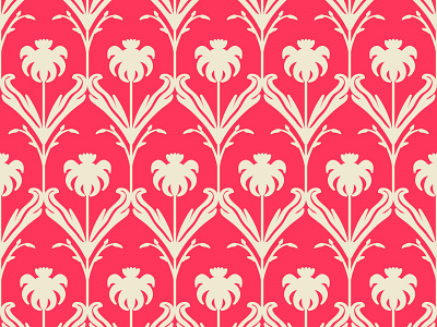 Red Coral Flower Pattern backdrop background cover damask endless pattern seamless typography vector wallpaper