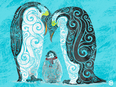 Swirly Penguin Family