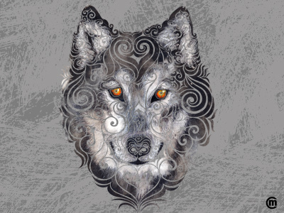 Swirly Wolf Portrait abstract animals art brandnew design illustration painting style swirly wolf