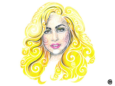 Swirly Lady Gaga art brandnew design illustration ladygaga mixed media painting portrait swirly