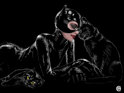 Catwoman (Closeup) beauty black cats brandnew cat catlove cats catwoman cuddle illustration