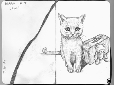Lost (Inktober 2016) animal cat cute drawing illustration ink inkpens inktober inktober2016. inkspiration kitten kitty
