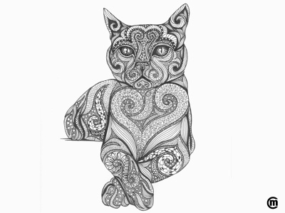 Zentangle Cat (Inktober 2016) animals cat drawing illustration ink inkpens inktober inktober2016. inkspiration kitty linestyle zentangle