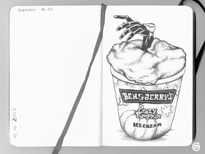 Icecream (Inktober 2016) drawing halloween icecream illustration ink inkpens inkspiration inktober inktober2016 linestyle pointillism zombie