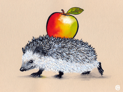 Inktober #1 animals apple hedgehog ink inkpen inktober inktober2017