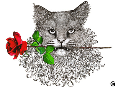 Valentine Cat cat drawing flowers funny illustration love painting rose valentine