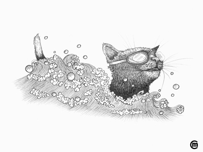 Inktober Day 4 SwimCat cat cute dailydrawing funny illustration ink inkpen inktober moggie swim