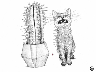 Inktober 2018 Day 25 Prickly animals art brandnew cactus cartoon cat cute drawing funny illustration ink inkpens inktober inktober2018 plant pointillism portrait