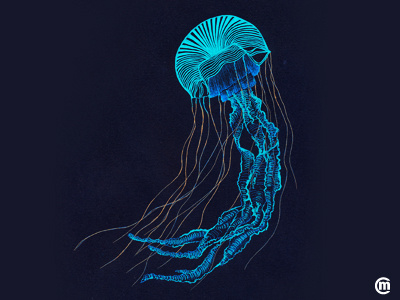 Inktober 2018 #22, delayed animals art blue brandnew design drawing glow illustration ink inkpens inktober jellyfish ocean