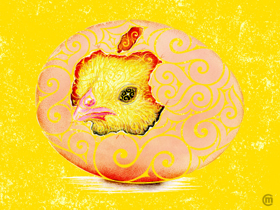 Swirly Chicken abstract animals art brandnew cute design drawing funny illustration inkpen inktober inktober2018 mixed media painting pointillism swirly