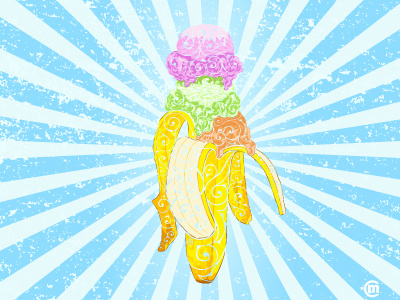 Swirly Banana Icecream abstracctart abstract art banana brandnew design icecreame illustration summertime vector