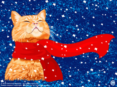 Tabby loves Snow... cat catwithscarf digitalart funny kitty happycat moggy redscarf snow snowflakes tabby ugly christmas sweater vecorart vector vectorillustration winter xmas