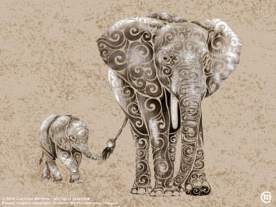 Swirly Elephant Family