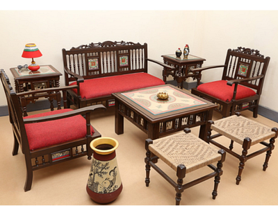 Teakwood sofa deals set online