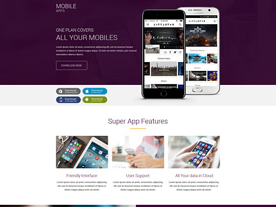 Mobile apps Landing apge design