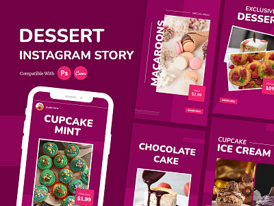 Dessert Instagram Story canva design dessert graphic design instagram instagramstory photoshop story template