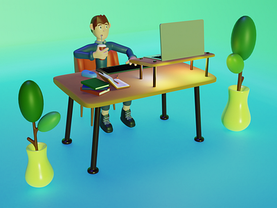 3d illustration - Work From Home