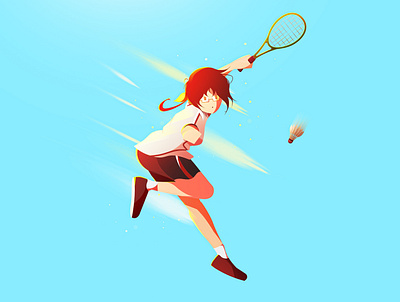 Badminton abstract athlete badminton character color conceptual art digital art girl glasses illustration people racket sport uniform
