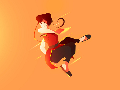 Kung Fu abstract character chinese colorful conceptual art digital art fight flat girl illustration kung fu martial arts people red
