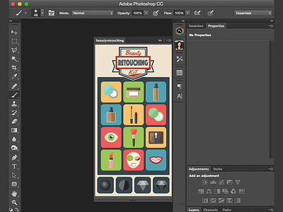 Beauty Retouching Kit v3 add on flat icon menu panel photoshop ui