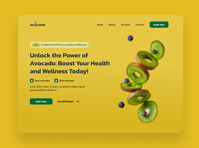 Avocado Landing Page avocado branding call to action color theory conversion optimization graphic design health and wellness illustration landing page marketing organic food responsive design single page typography ui ui design user user interface ux website design