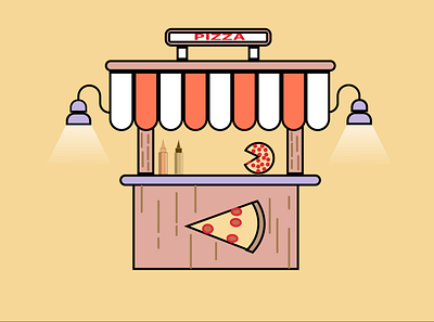 Pizza Stall flat design branding design graphic design icon illustration illustrator logo minimal type vector