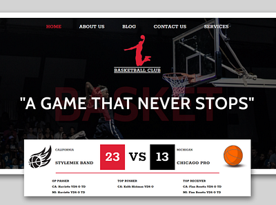 Basketball Club Sports academy ball basket basketball club game player sport team web design