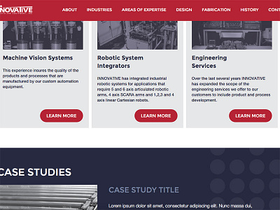 Homepage for Automation Equipment automation case study design engineering equipment robotic system web design