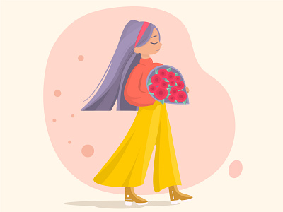 Girl with Flowers – Character Illustration