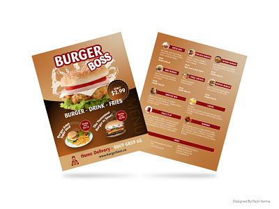 Menu for a Burger Shop brochure brochure design flyer flyer design flyers food menu menu card menu design restaurant