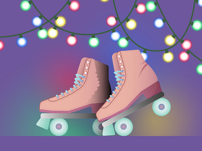 80s 80s adobe illustrator ai art atmosphere garland ill illustration pink purple roller skates
