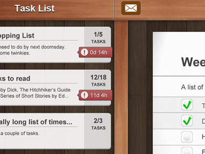 Productivity App app interface ipad list tasks wood