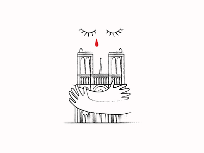 Hug | Notre Dame, Paris 2d france graphic design hug illustration illustrator marisolantolin notredame paris vector