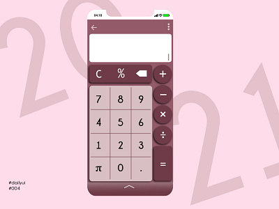 Calculator for mobile devices 004 100 day challenge beginner calculator dailyui dailyuichallenge illustrator mobile app mobile ui simple