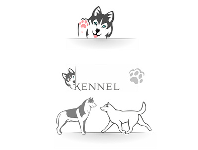 Siberian husky dog illustration kennel logo paw siberian husky vector
