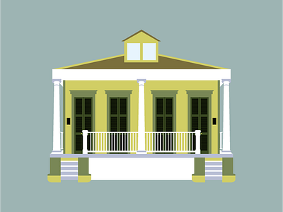 935-937 Louisa Street architecture building homes house illustration new orleans vector