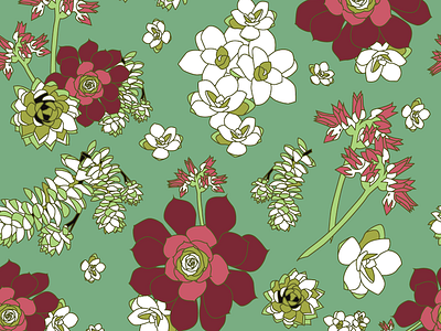 Succulents floral pattern repeating succulent