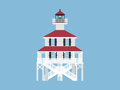 New Canal Lighthouse architecture building illustration lighthouse new orleans rebuilt vector