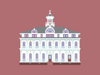 Greenville Hall architecture building illustration loyola new orleans university vector